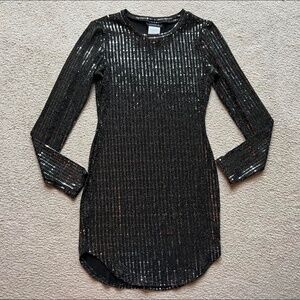 B Darlin Black Sequin Long Sleeve Dress